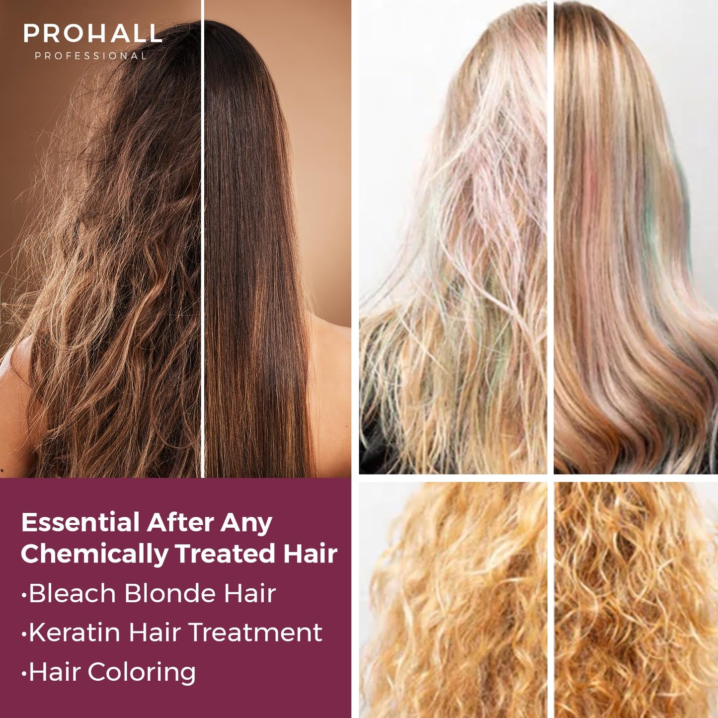 PH Stabilizing Equalize Hair Mask for Damaged Hair-Deep Conditioning Hair Mask Treatment for Color, Keratin Treated & Bleached Blonde Hair-Neutralize Toxic Chemical & Balance PH Level-Prohall Cosmetic